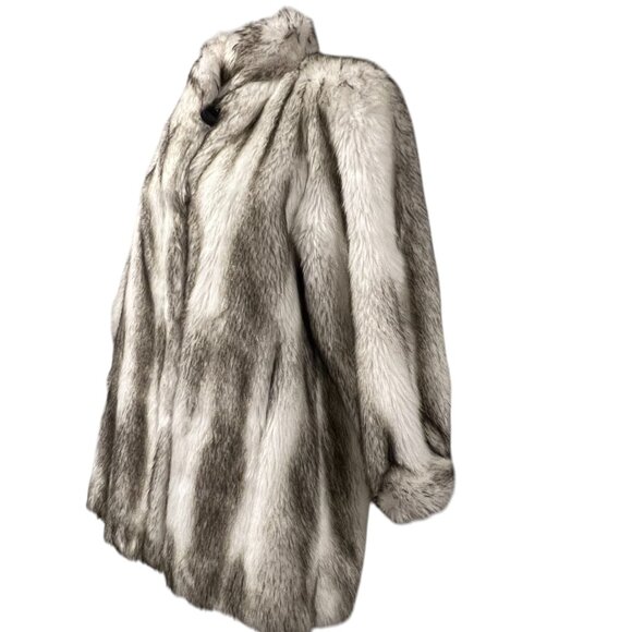 Hillmoor Faux White Fox Fur Coat, USA, White Black, M - Picture 6 of 11